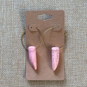 Pink Stone Hoop Earrings